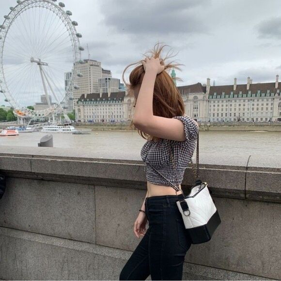 Bershka Gingham Cropped Top Black - Picture 15 of 15